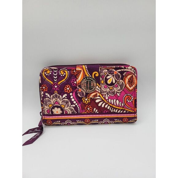 Vera Bradley‎ Floral Turn Lock Quilted Wallet Zippered Closure Pockets - Picture 1 of 7